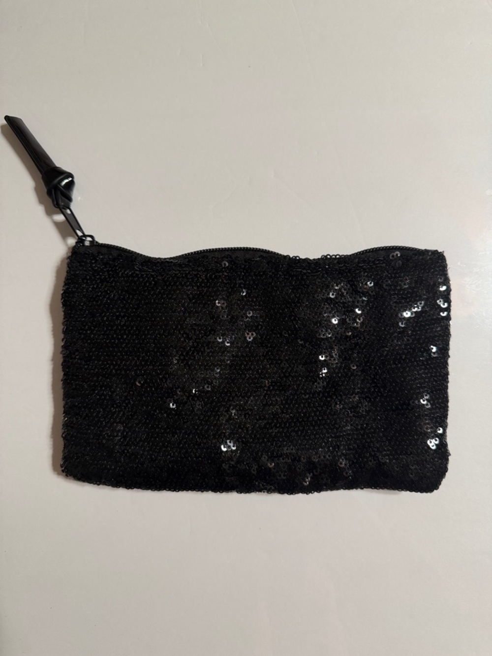 Black Sequin Wristlet Pouch Cosmetic Bag Clutch. NWOT